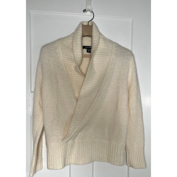 Ideology Sweater Angora Wool Womens XL Shawl‎ Collar Vneck Off White - Picture 1 of 9